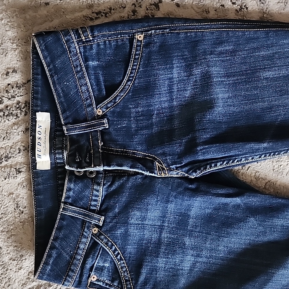 Hudson Y2k Grunge Indie Sleeze Signature Bootcut Flare Dark Wash jeans - Picture 4 of 14